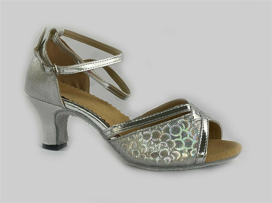 X-Strap Ballroom Dance shoes 1.5-2" (Silver)