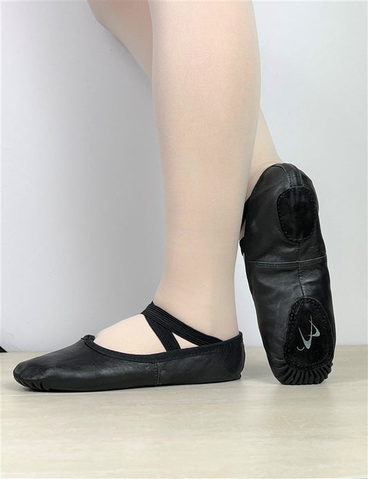 Split Sole Leather Ballet Shoes (Black)