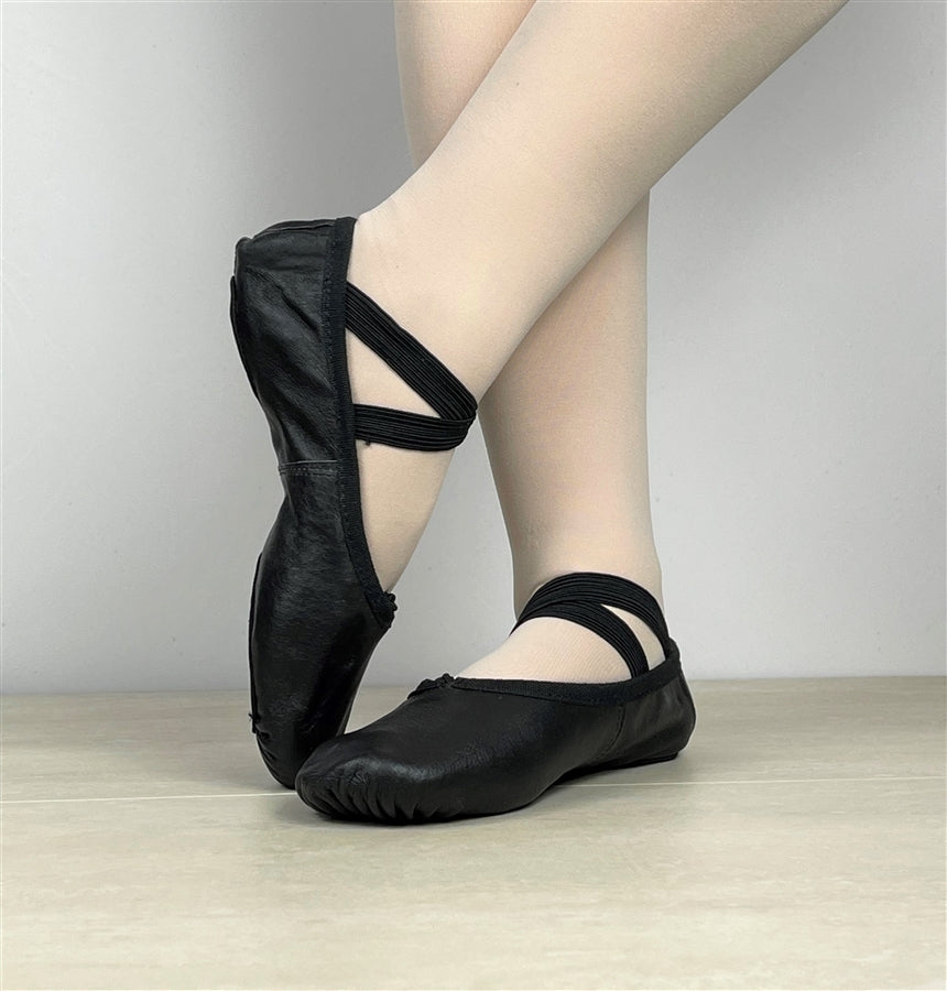 Split Sole Leather Ballet Shoes (Black)