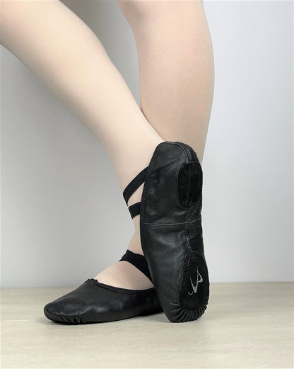 Split Sole Leather Ballet Shoes (Black)