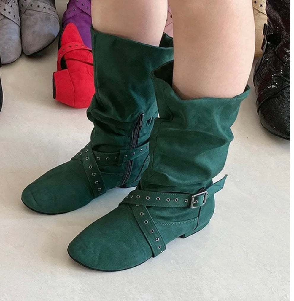Practice Line dance Boots Faux Suede Mid-calf
