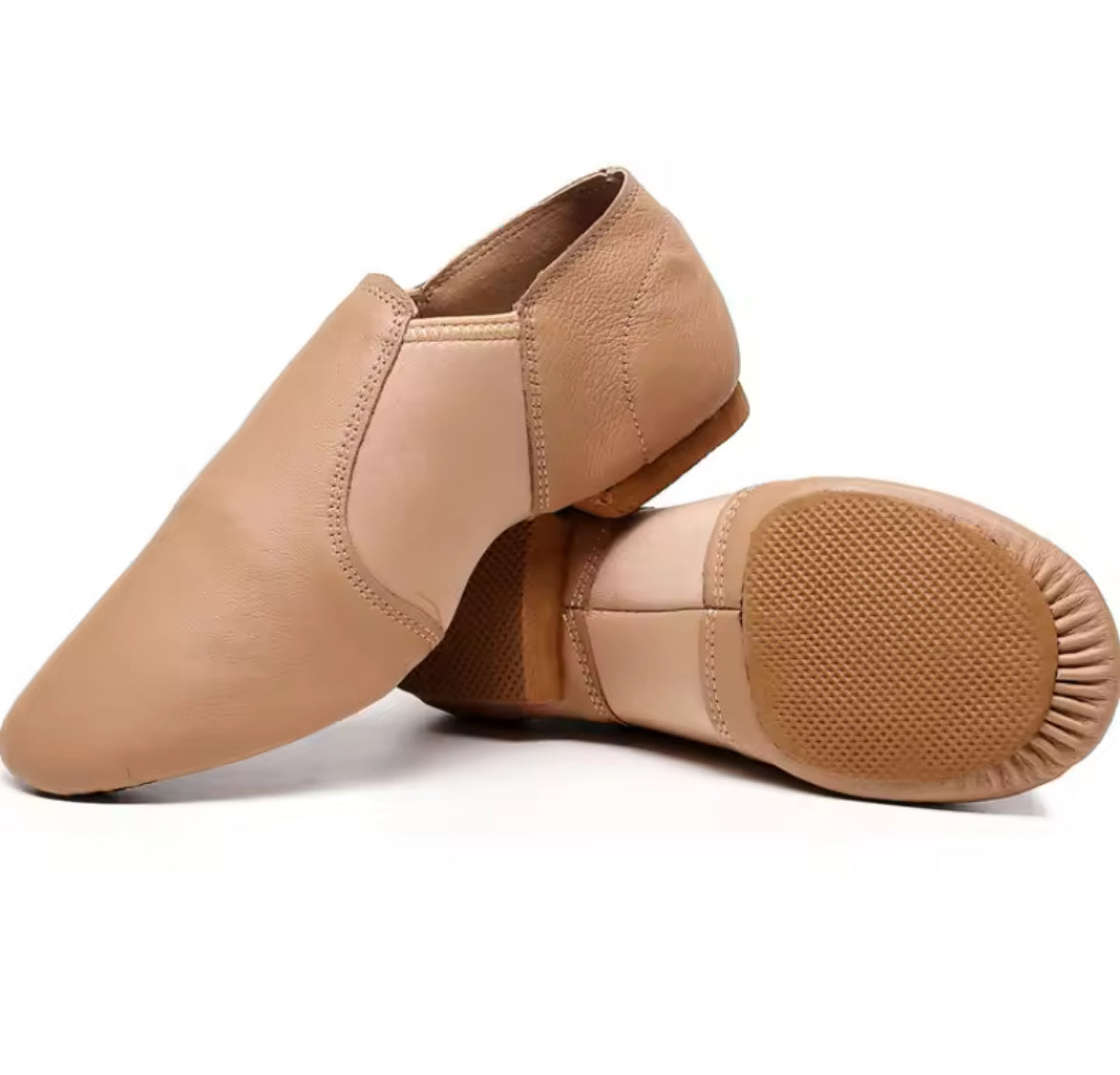 Slip on Jazz Booties (Tan) Lycra arch fit