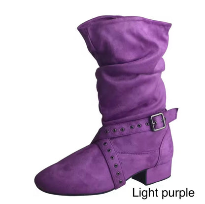 Practice Line dance Boots Faux Suede Mid-calf